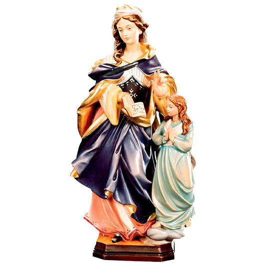 Polychrome Wood Statue of Saint Anne with Baby Mary