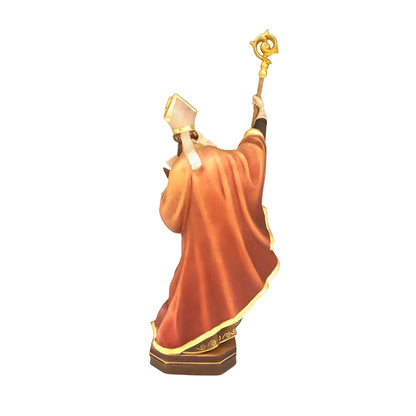 Statue of Saint Anselm Bishop with Crozier and Boat – Carved and Painted