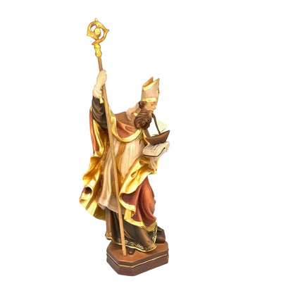 Statue of Saint Anselm Bishop with Crozier and Boat – Carved and Painted