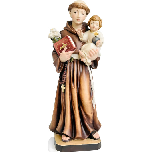 Saint Anthony of Padua and Infant Jesus statue carved in wood