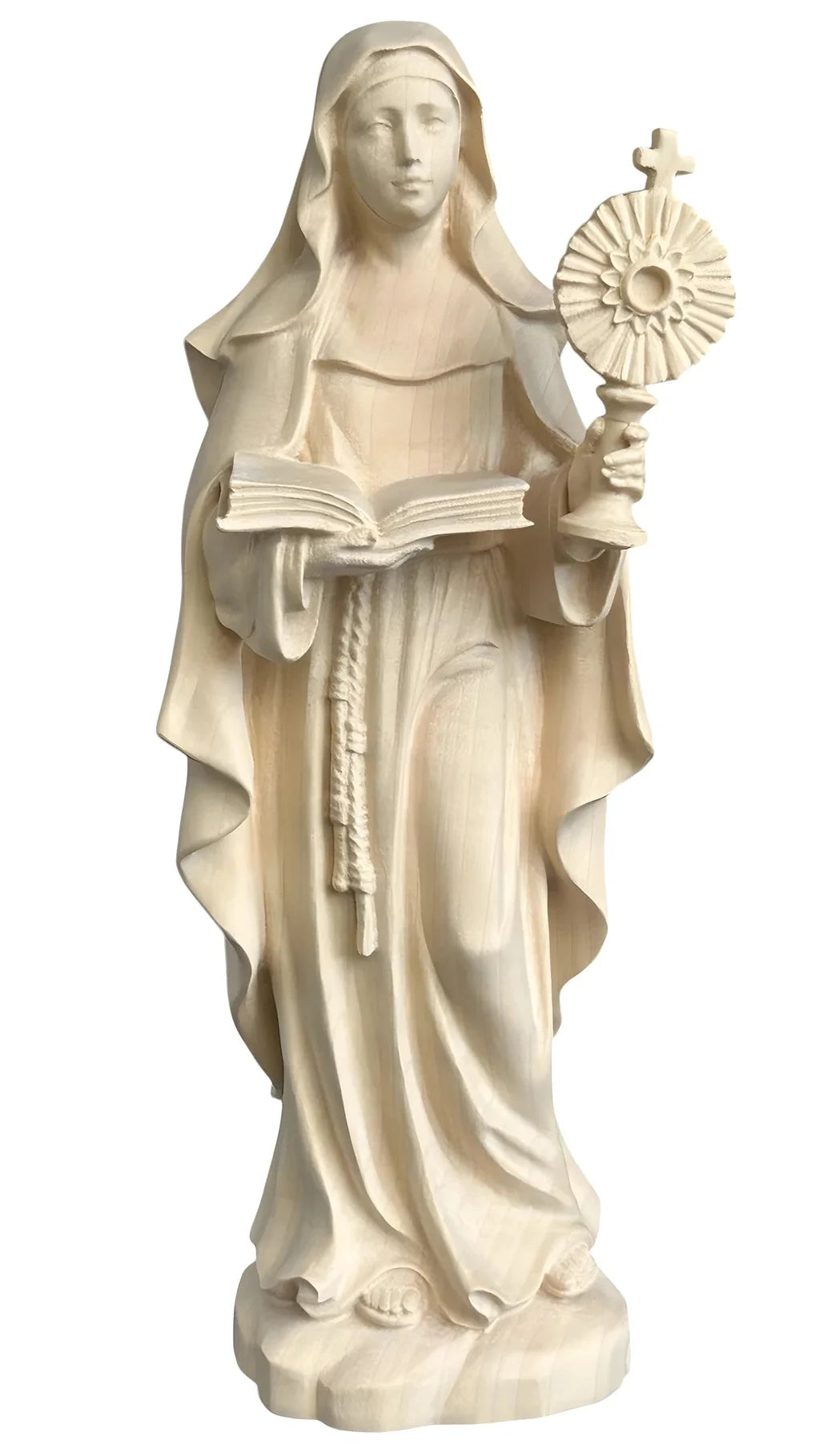 Statue of Saint Clare of Assisi with Monstrance in Wood Carved in Val Gardena