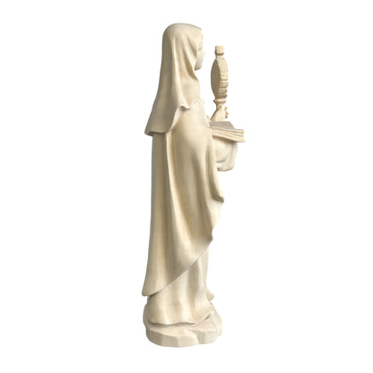 Statue of Saint Clare of Assisi with Monstrance in Wood Carved in Val Gardena