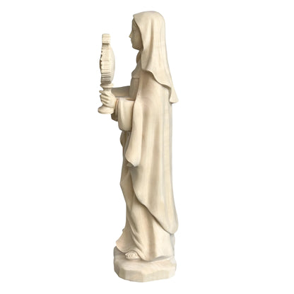 Statue of Saint Clare of Assisi with Monstrance in Wood Carved in Val Gardena