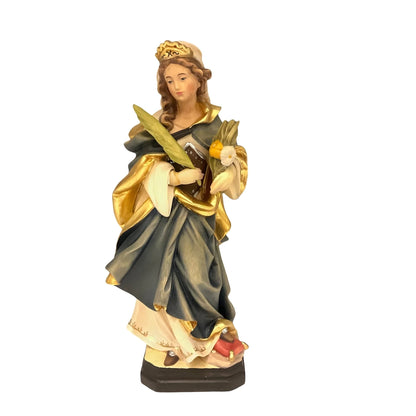Saint Dorothy Statue in Hand-Carved Wood - Val Gardena Crafts