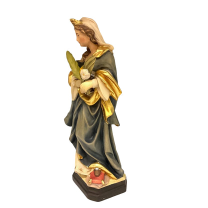 Saint Dorothy Statue in Hand-Carved Wood - Val Gardena Crafts