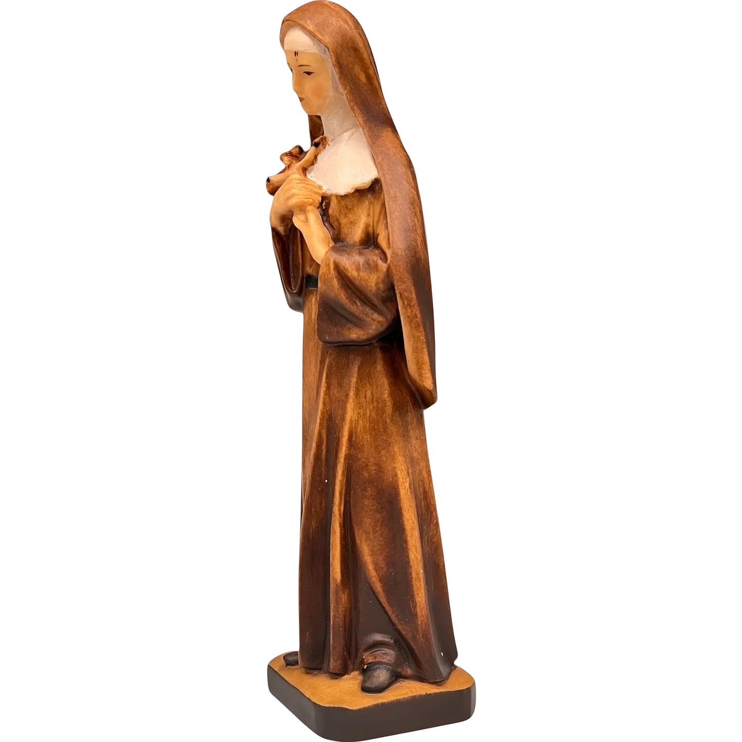 Hand-Carved Wooden Statue of Saint Rita of Cascia from Val Gardena