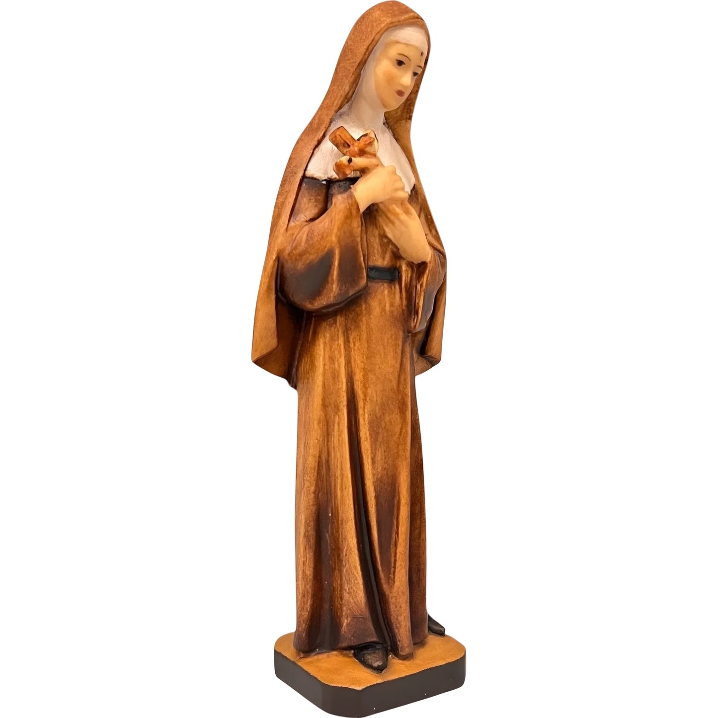 Hand-Carved Wooden Statue of Saint Rita of Cascia from Val Gardena