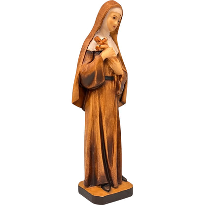 Hand-Carved Wooden Statue of Saint Rita of Cascia from Val Gardena