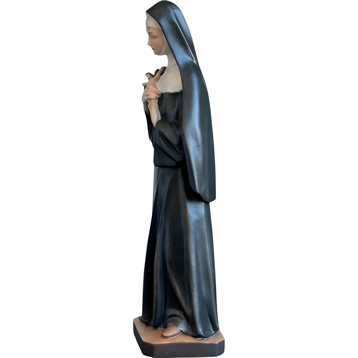 Hand-Carved Wooden Statue of Saint Rita of Cascia from Val Gardena