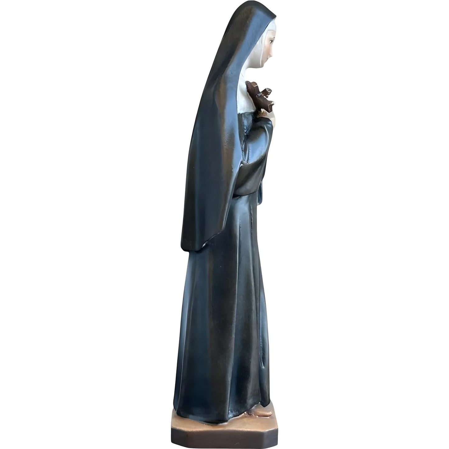 Hand-Carved Wooden Statue of Saint Rita of Cascia from Val Gardena
