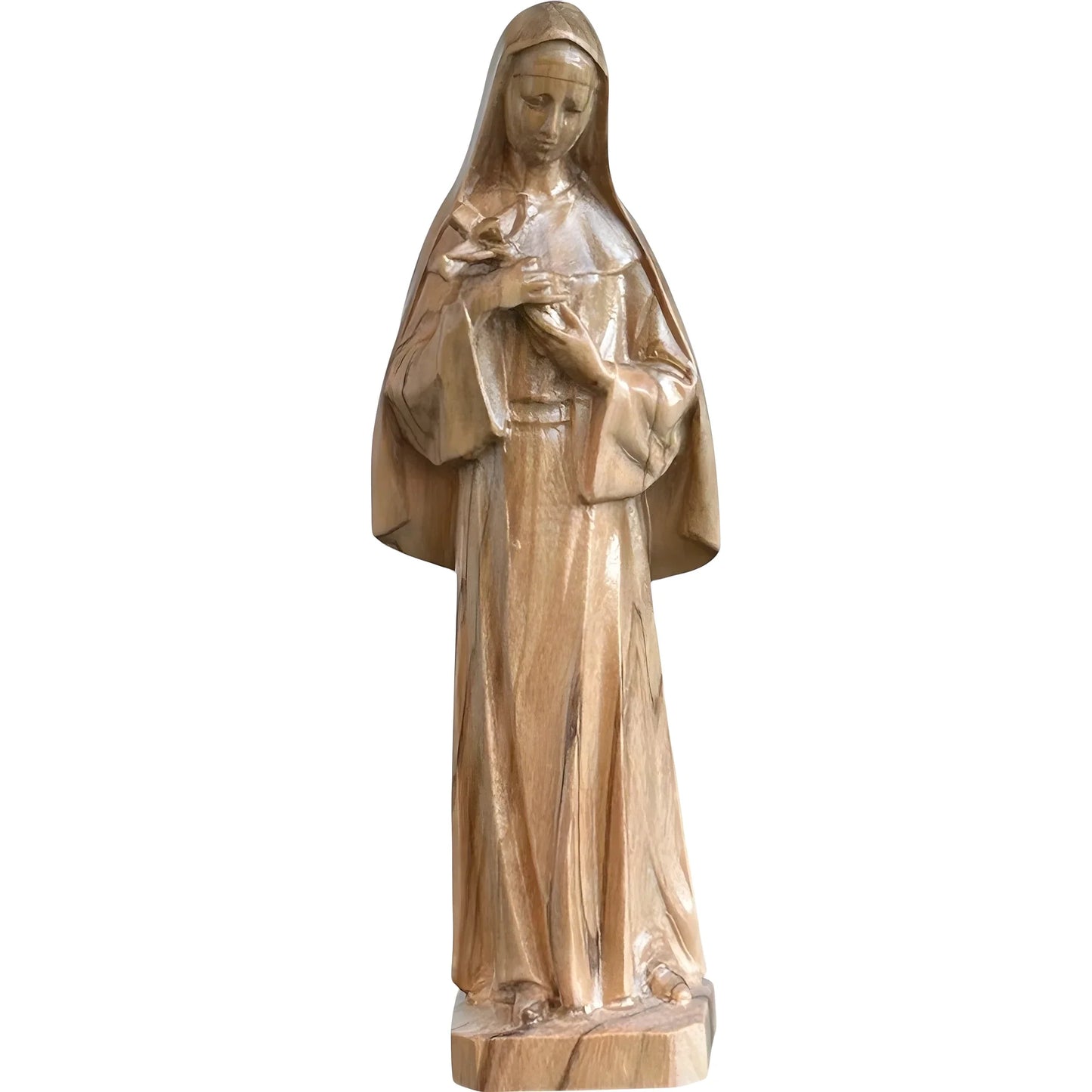 Hand-Carved Wooden Statue of Saint Rita of Cascia from Val Gardena