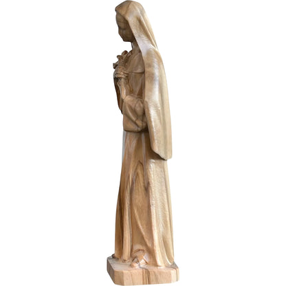 Hand-Carved Wooden Statue of Saint Rita of Cascia from Val Gardena