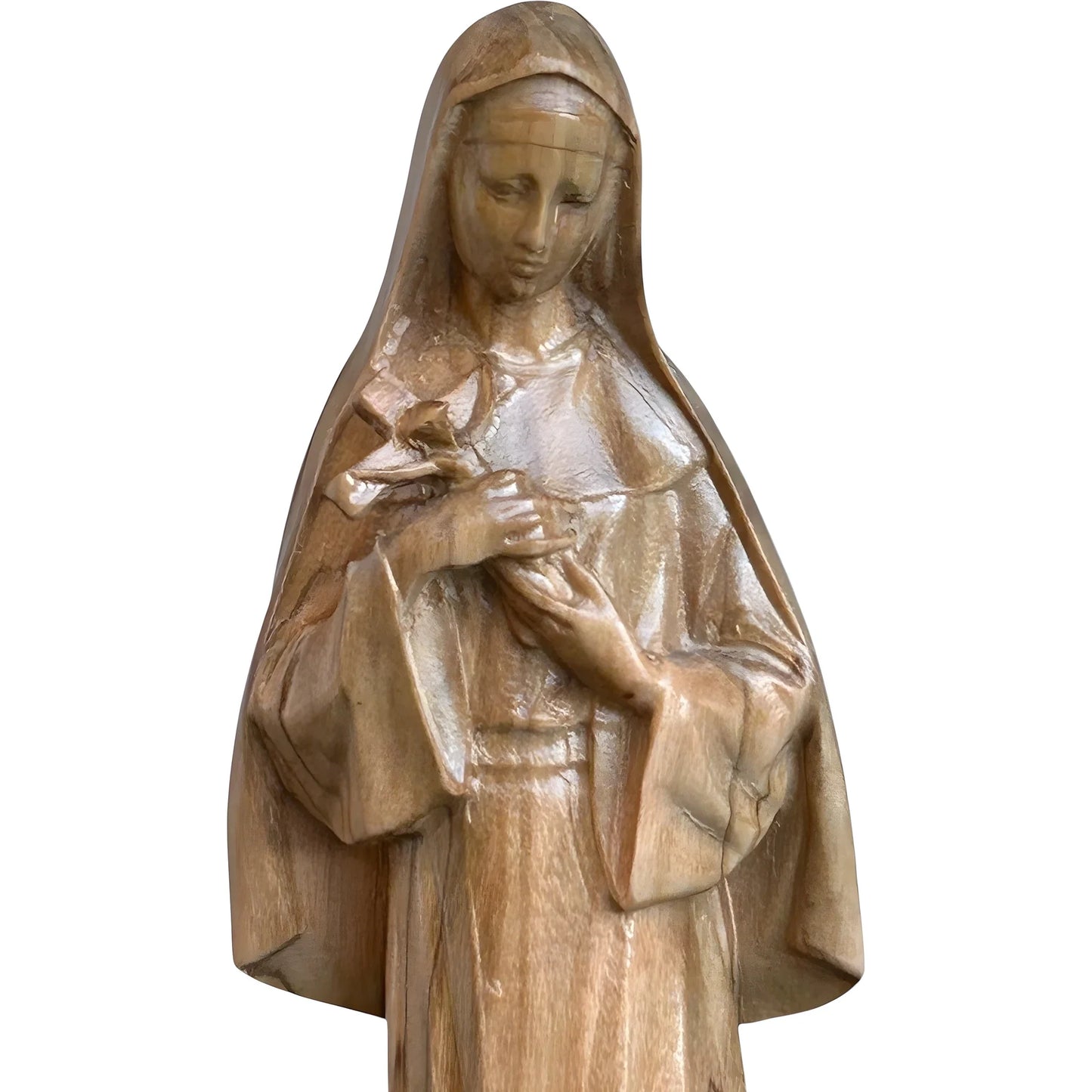 Hand-Carved Wooden Statue of Saint Rita of Cascia from Val Gardena