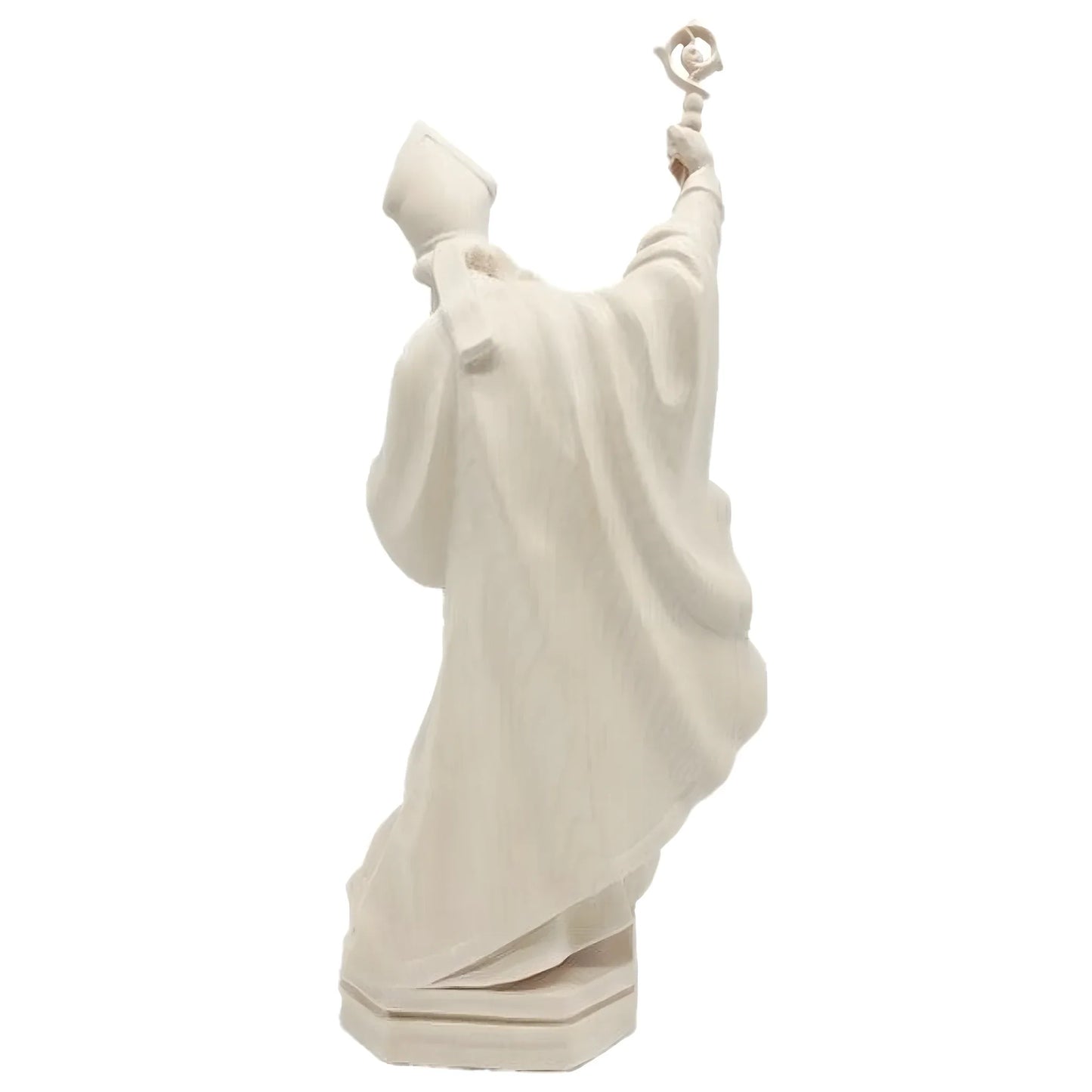 Hand Carved Wooden Statue Saint Adolph Bishop with Crozier – Val Gardena