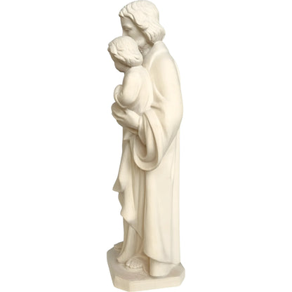 Wooden Statue Saint Joseph with Child Jesus and the Polychrome Lily