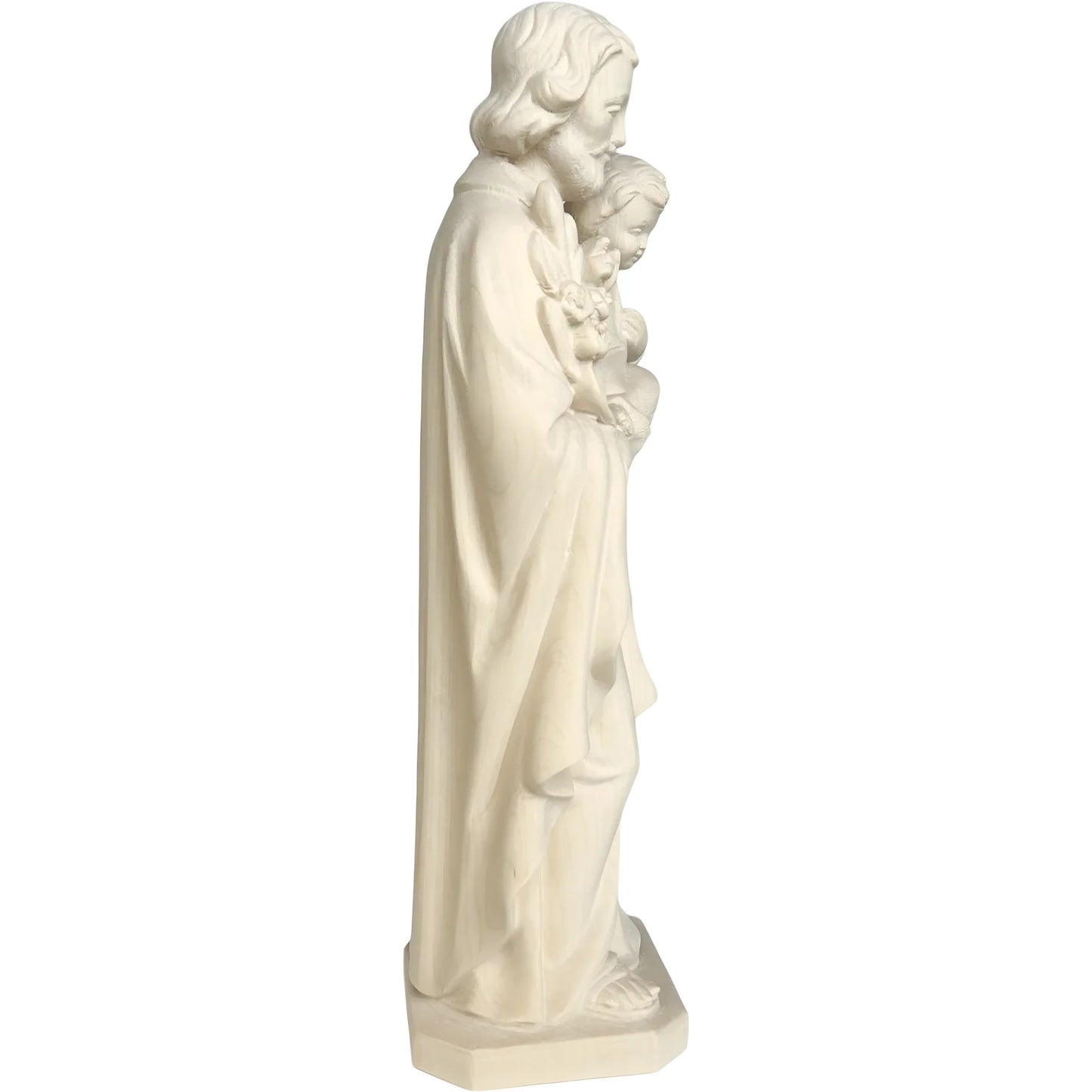 Wooden Statue Saint Joseph with Child Jesus and the Polychrome Lily