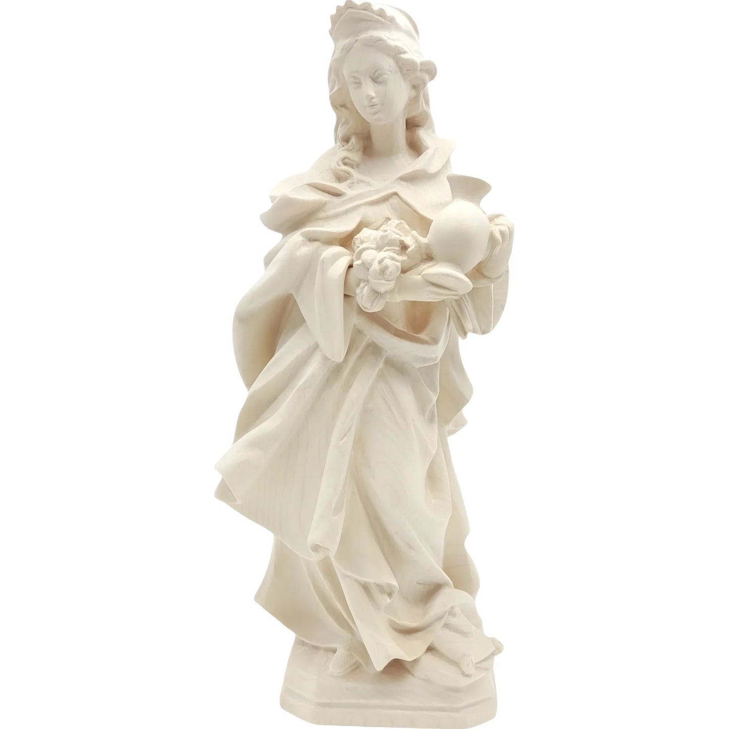 Wooden Statue Saint Elizabeth of Hungary, Handicraft Sculpture Val Gardena