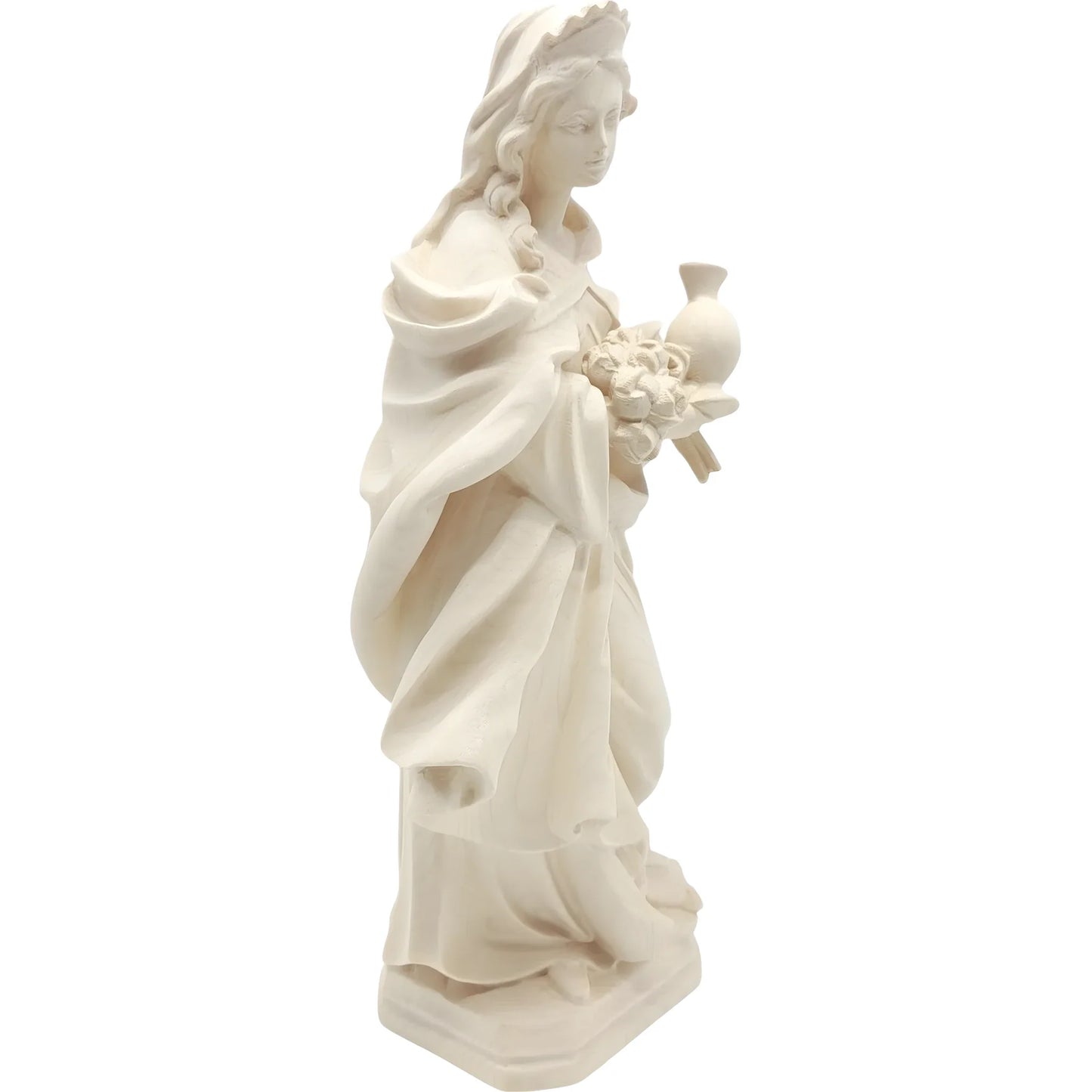 Wooden Statue Saint Elizabeth of Hungary, Handicraft Sculpture Val Gardena