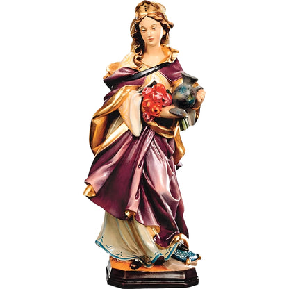 Wooden Statue Saint Elizabeth of Hungary, Handicraft Sculpture Val Gardena