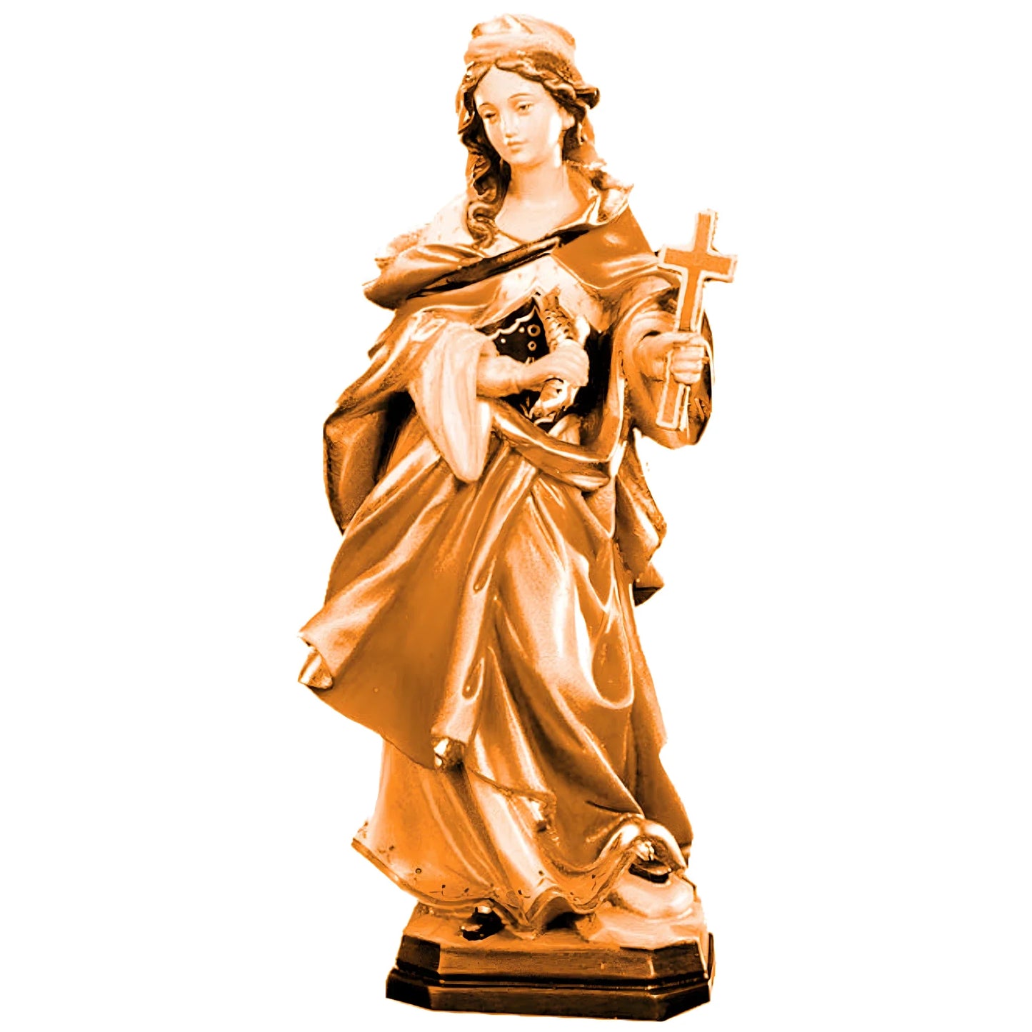 Wooden Statue Saint Margaret, Hand Carved and Painted in Val Gardena