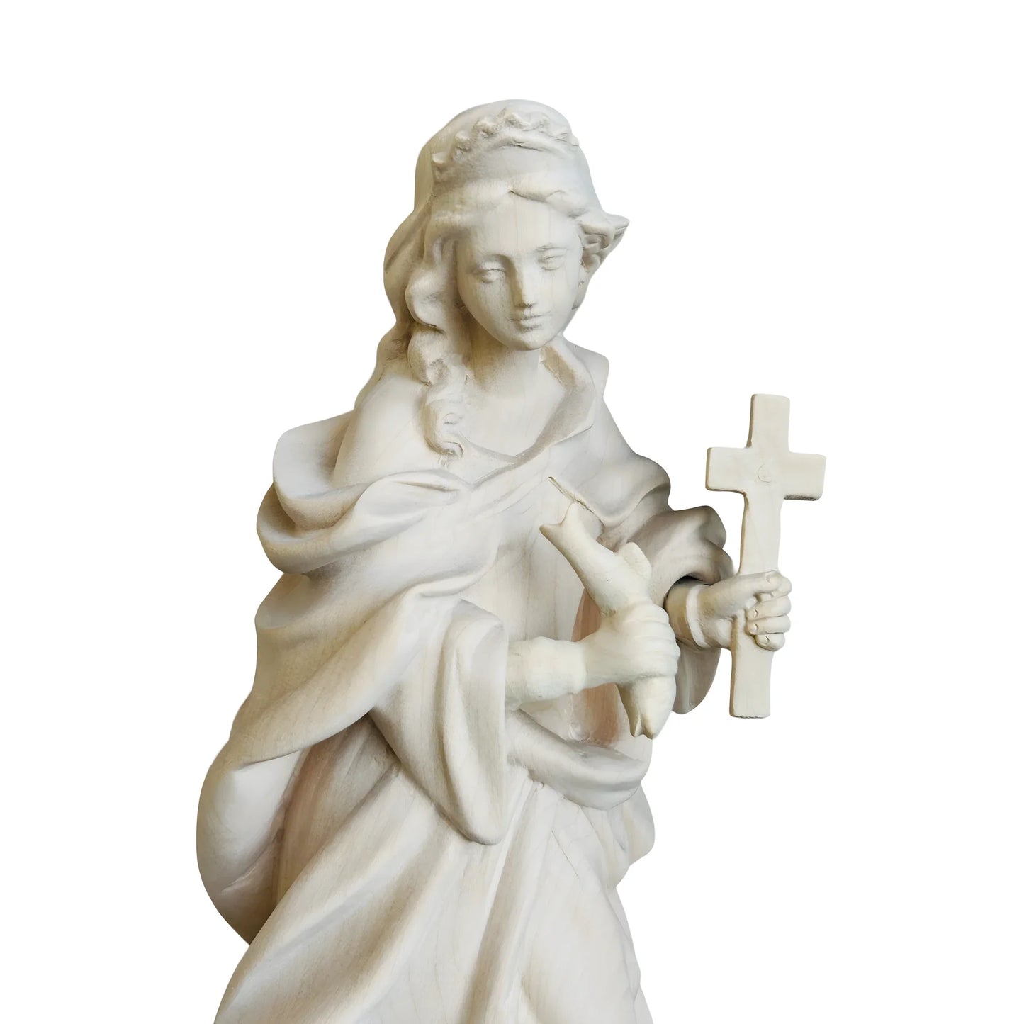 Wooden Statue Saint Margaret, Hand Carved and Painted in Val Gardena