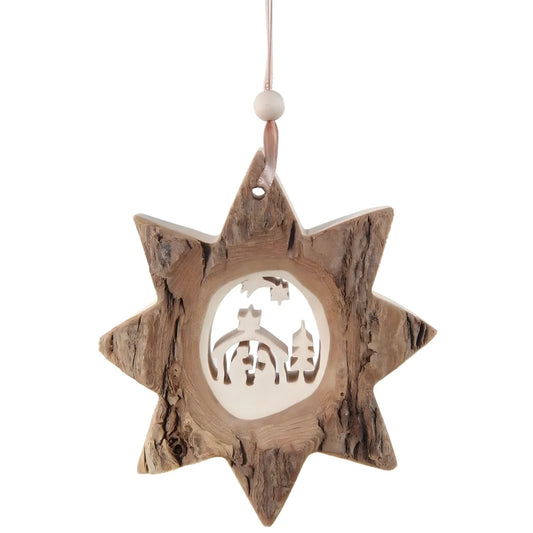 Carved Wooden Star of Bethlehem Nativity 10 cm