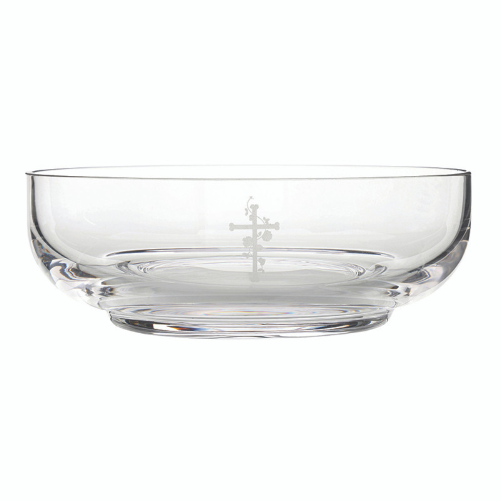 Engraved Cross Glass Lavabo Bowl