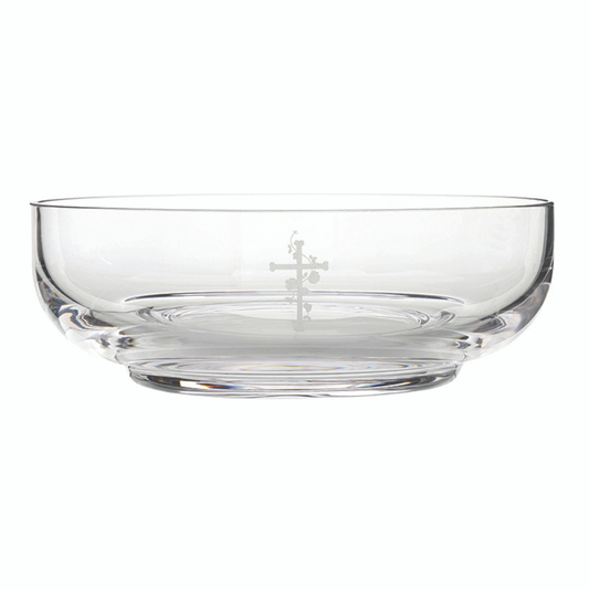 Engraved Cross Glass Lavabo Bowl