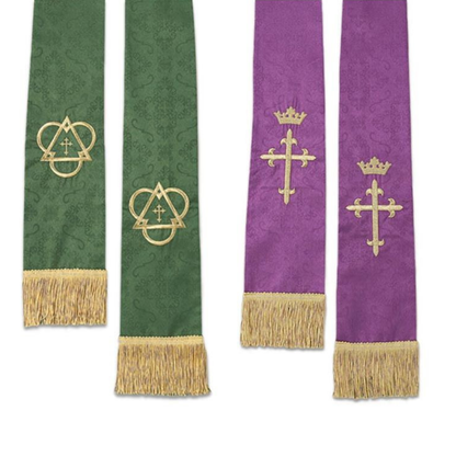 Jacquard Reversible Stole Green/Purple