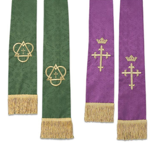 Jacquard Reversible Stole Green/Purple