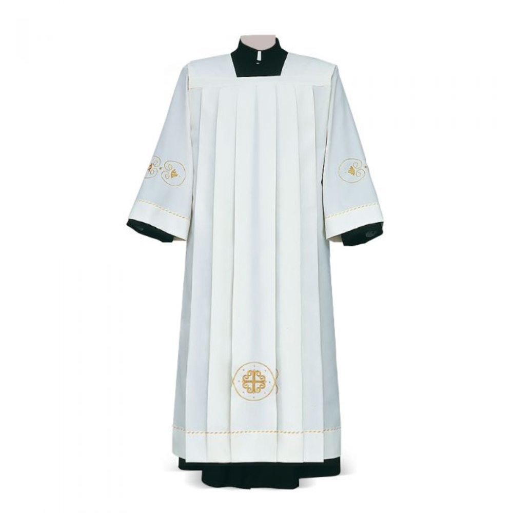 Cotton Blend Baroque-Inspired Embroidered Ivory Alb