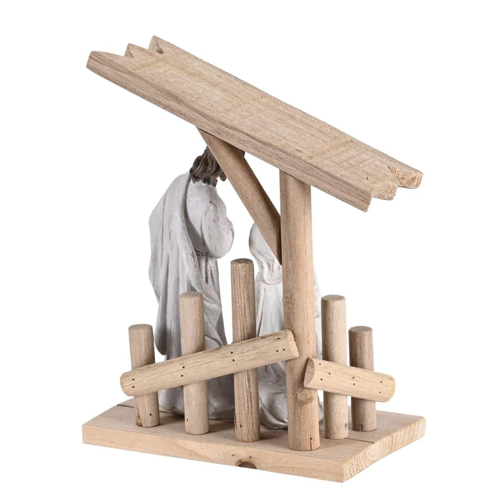 Holy Family in Wooden Creche