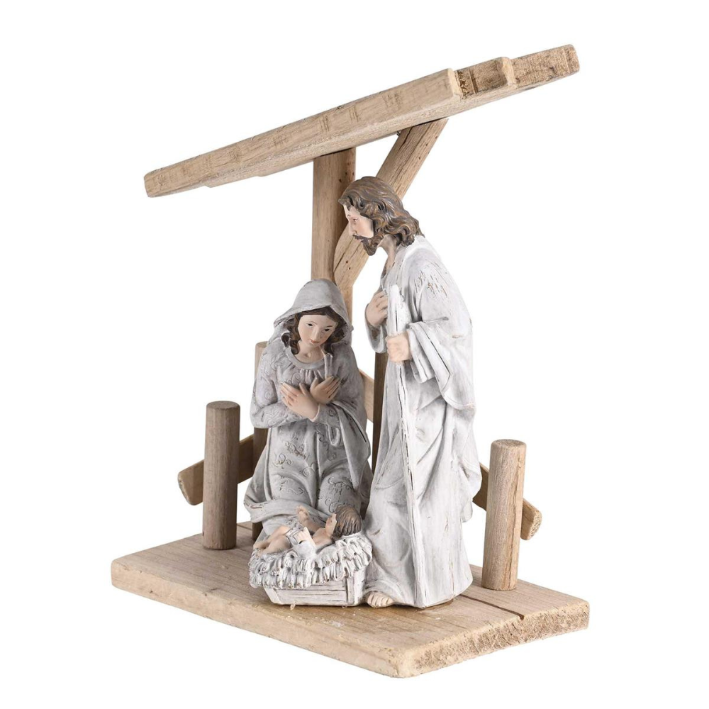 Holy Family in Wooden Creche