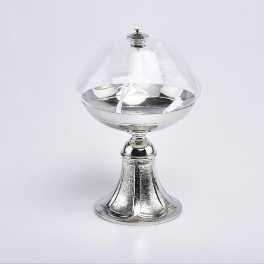 Silver Base Oil Sanctuary Lamp with Clear Glass
