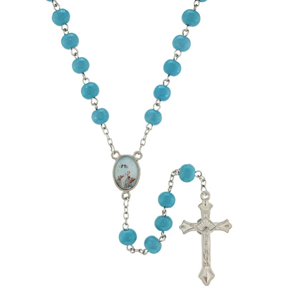Blue Baptism Rosary with Case