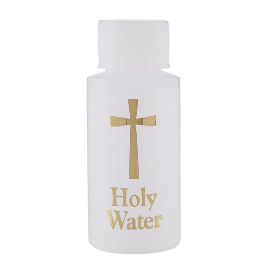 Holy Water Bottle with Gold Lettering