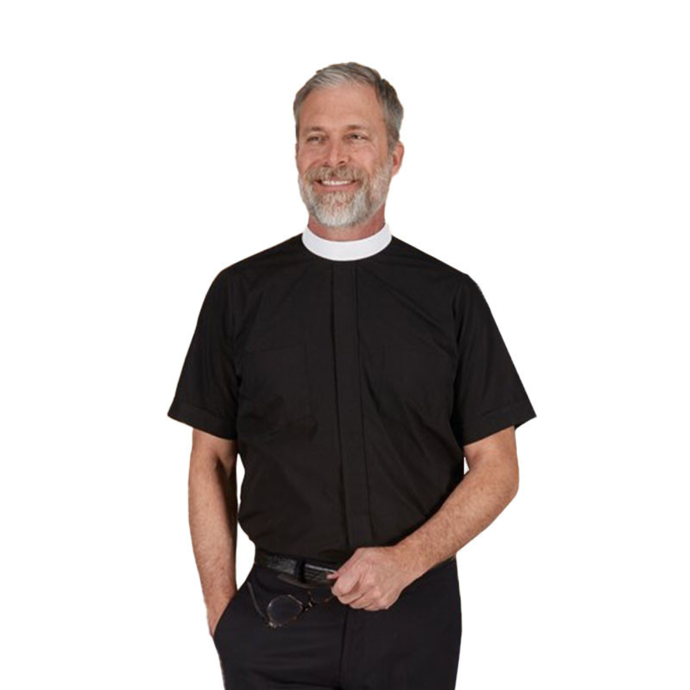 R. J. Toomey Neckband Black Short Sleeve Shirts, Style RJT202