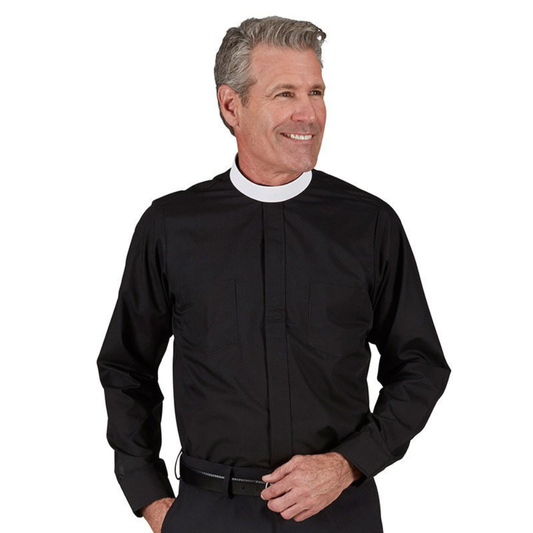 R. J. Toomey Neckband Black Long Sleeve Shirts, Style RJT201