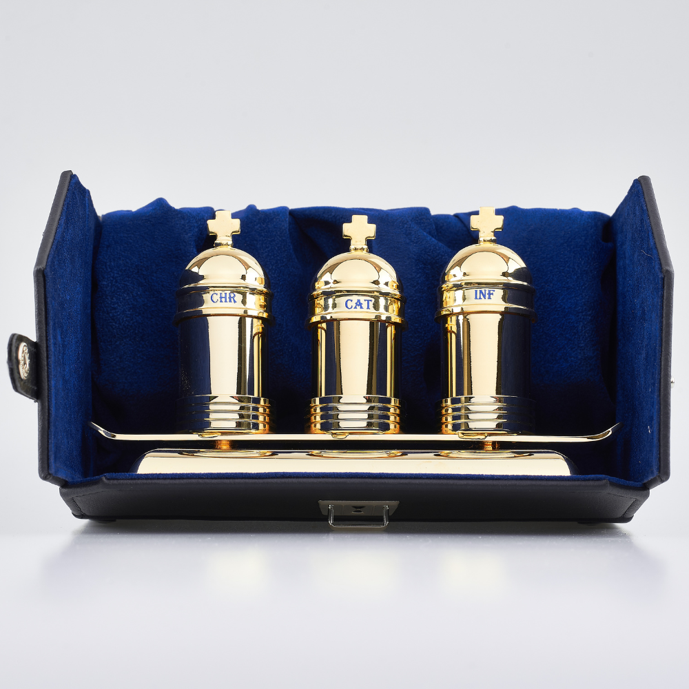 Brass Oil Stock with Tray & Base