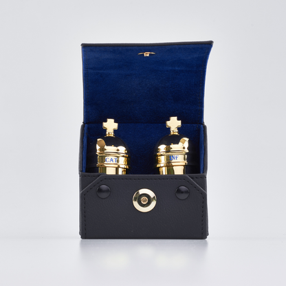 Brass Oil Stock with Tray & Base