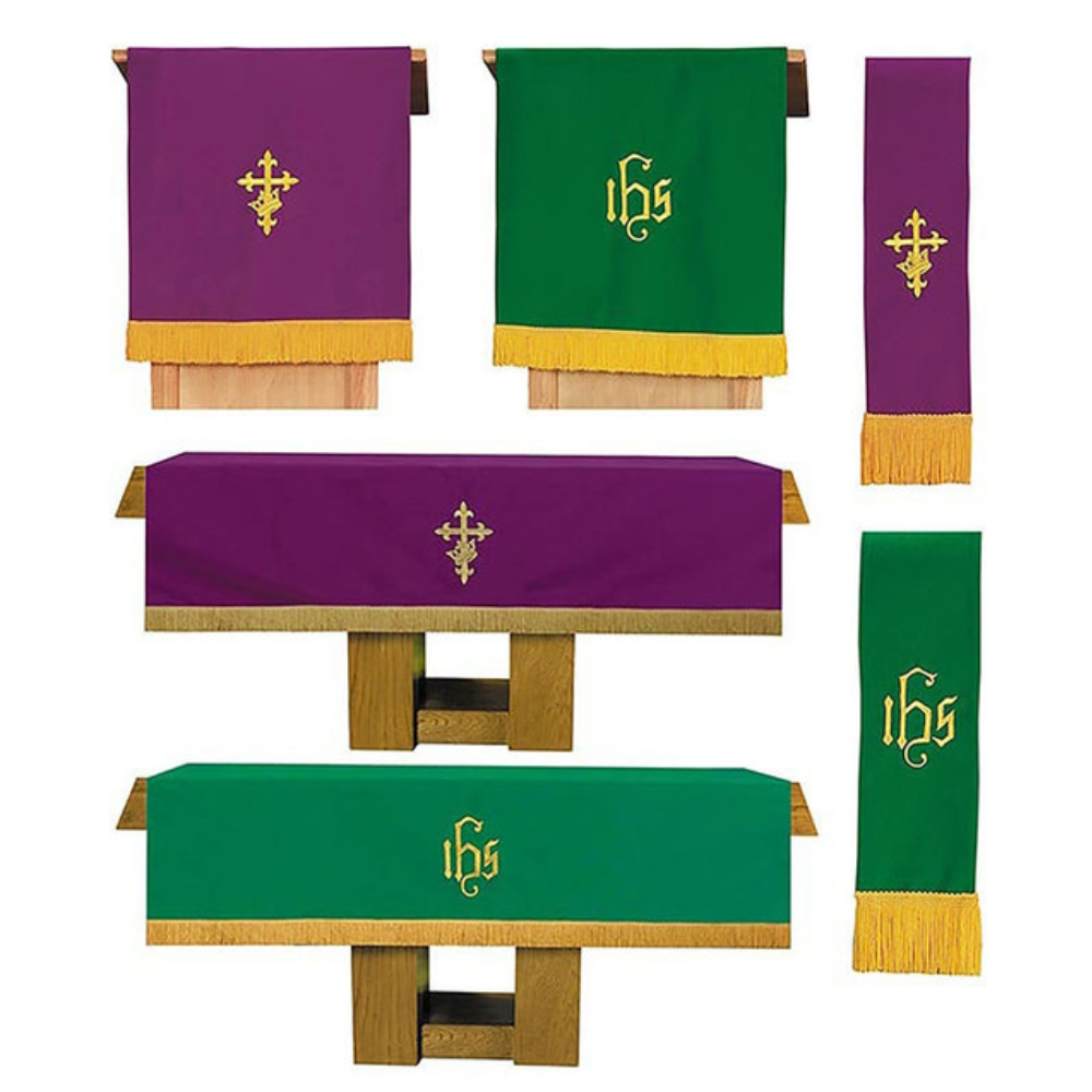 Three Piece Reversible Parament Set - Green/Purple