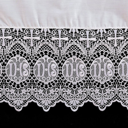 IHS Lace Altar Cloth With Mitred Corners