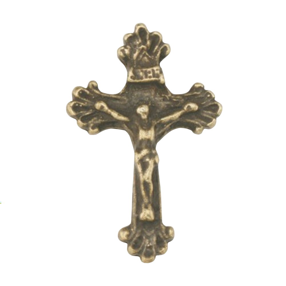 Oxidized Gold Finish Crucifix Lapel Pin