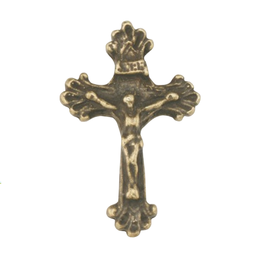 Oxidized Gold Finish Crucifix Lapel Pin