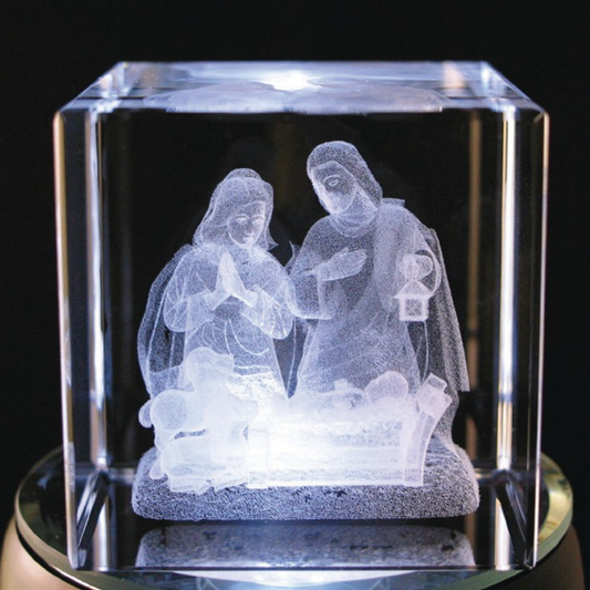 Laser Engraved Crystal Nativity Scene