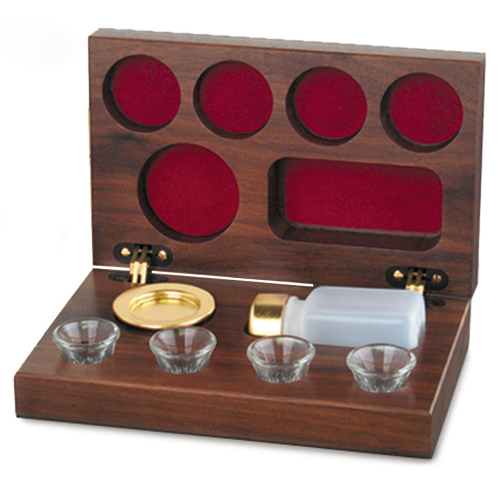 Wooden Communion Set - Walnut Finish