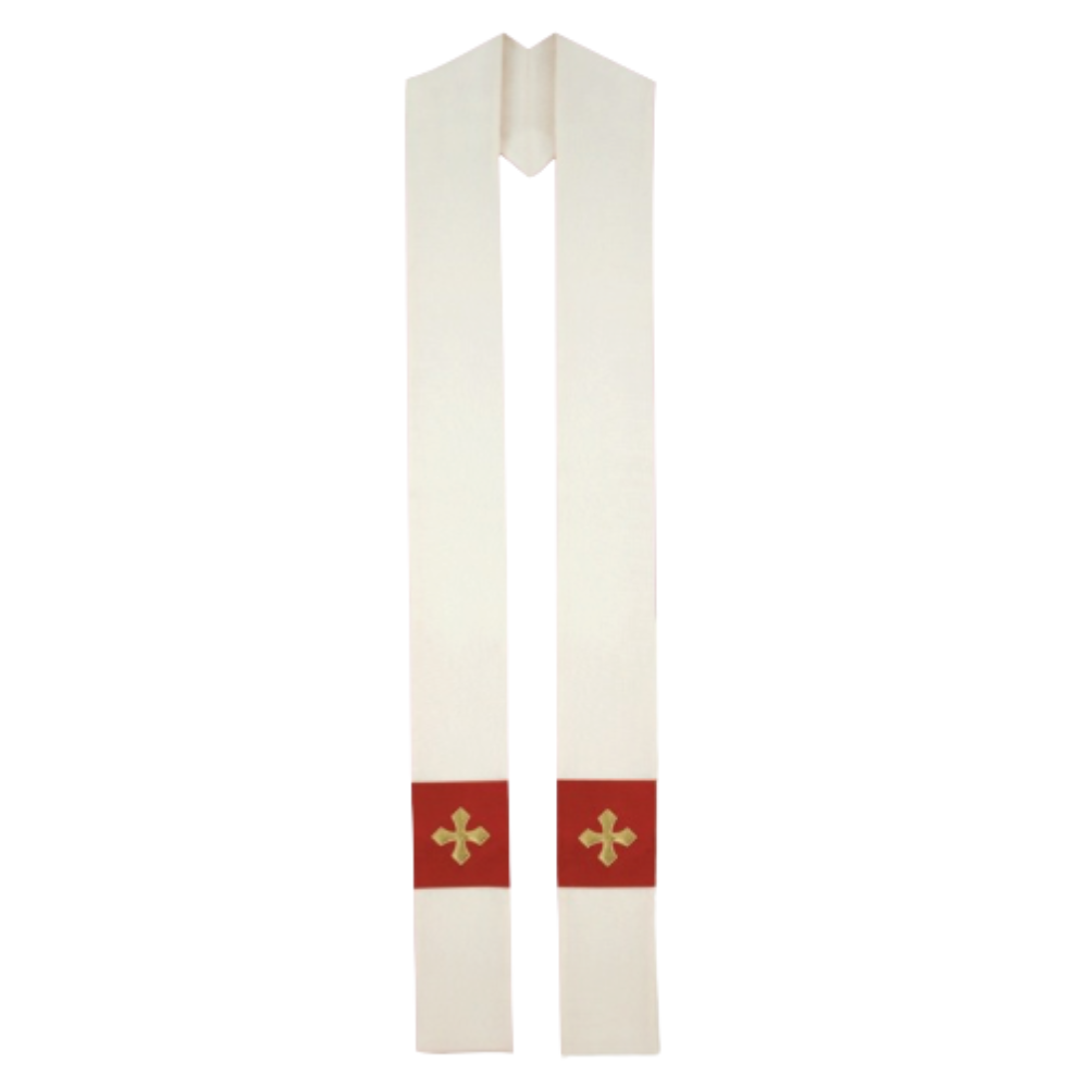 Royal Collection Cream/Red Overlay Stole