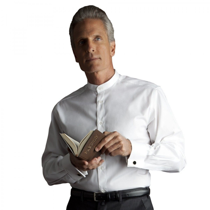 White Poly/Cotton Clerical Dress Shirt - Cufflinks