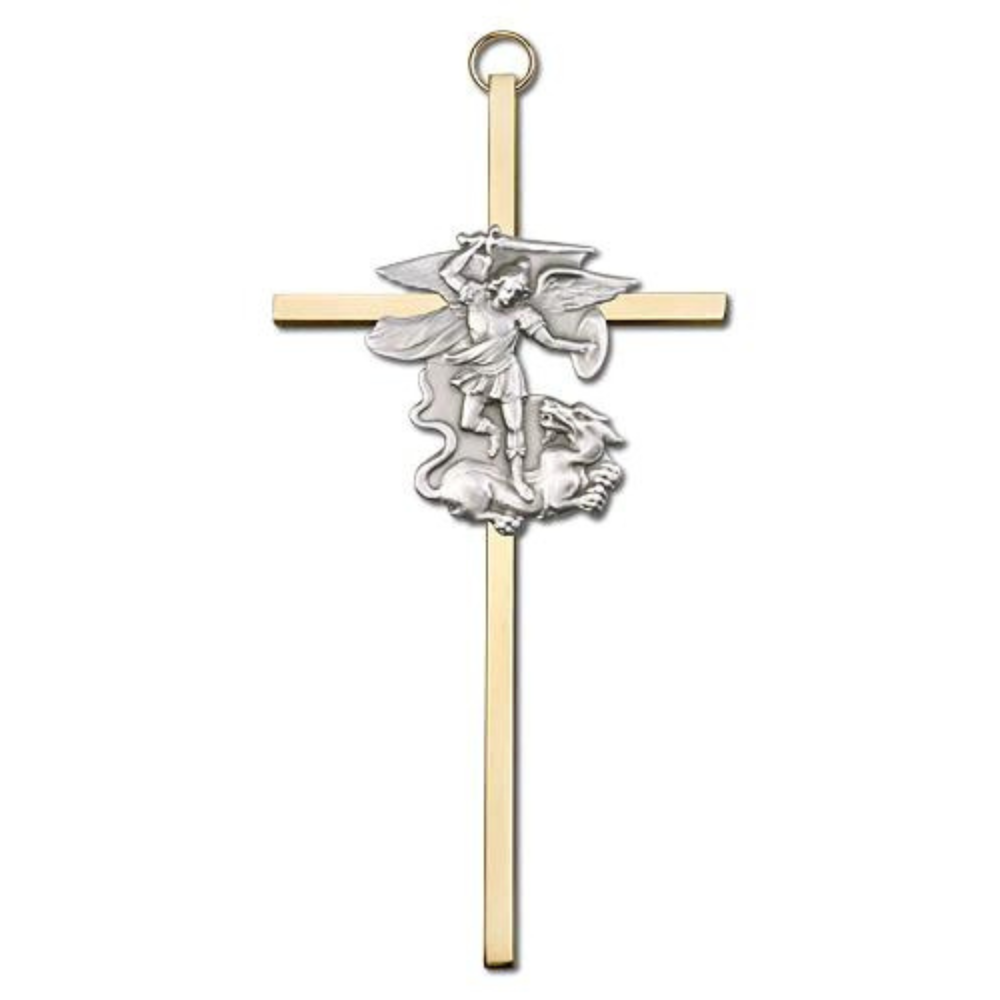 St. Michael 6" Metal Wall Cross 4945