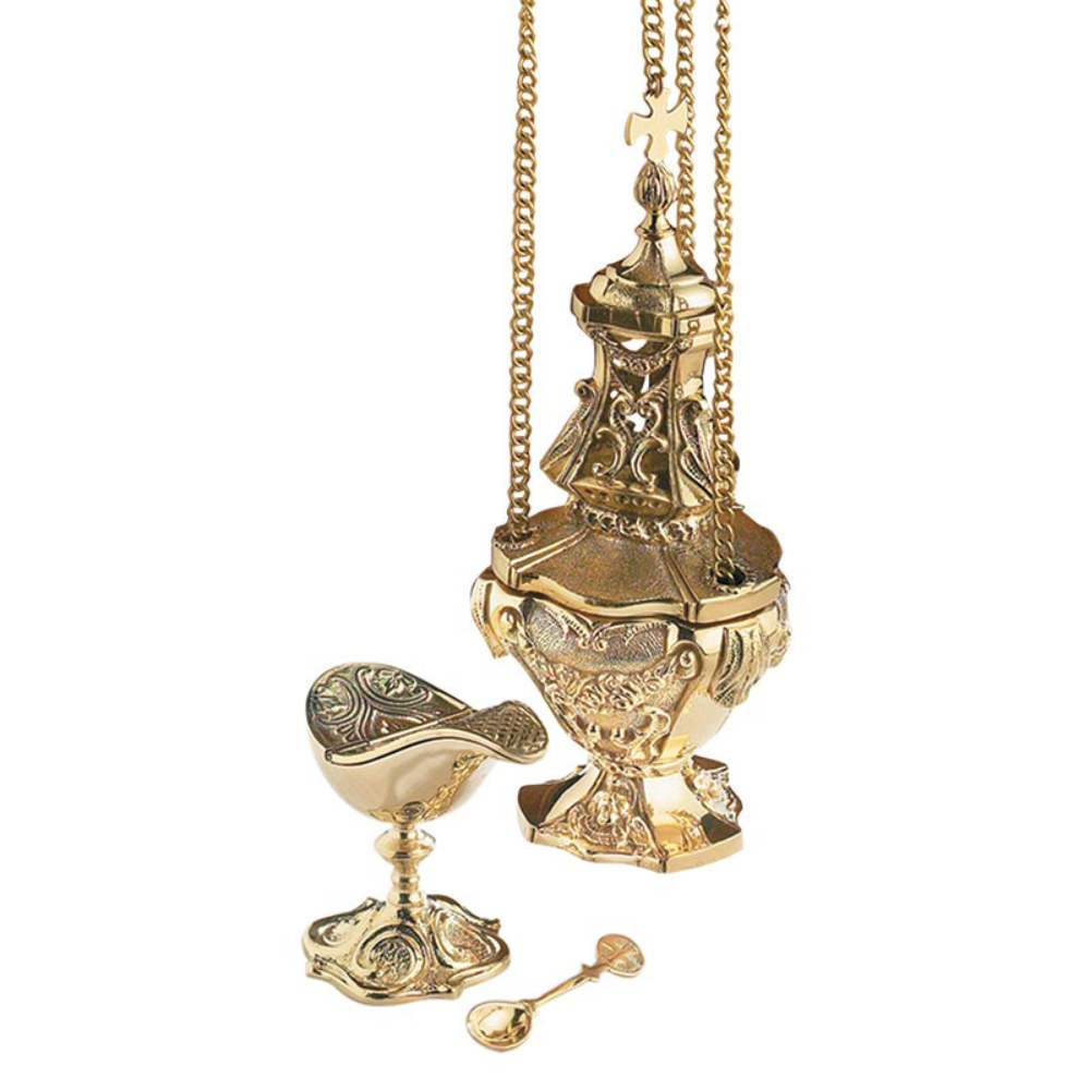 Ornate Brass Censer with Boat